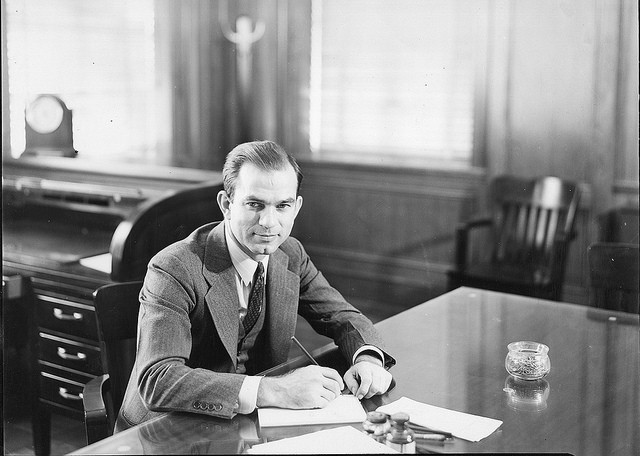 J. William Fulbright in his President's office at University of Arkansas